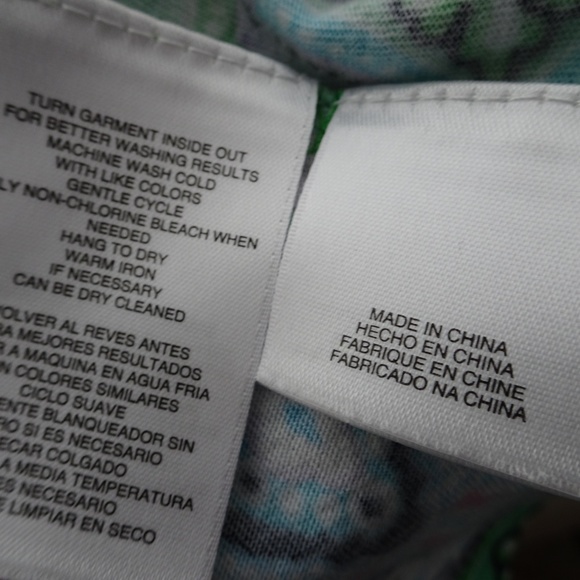 Aqua/Lime Paisley Cotton Blend Top-Size M-Jones NY - Picture 7 of 7